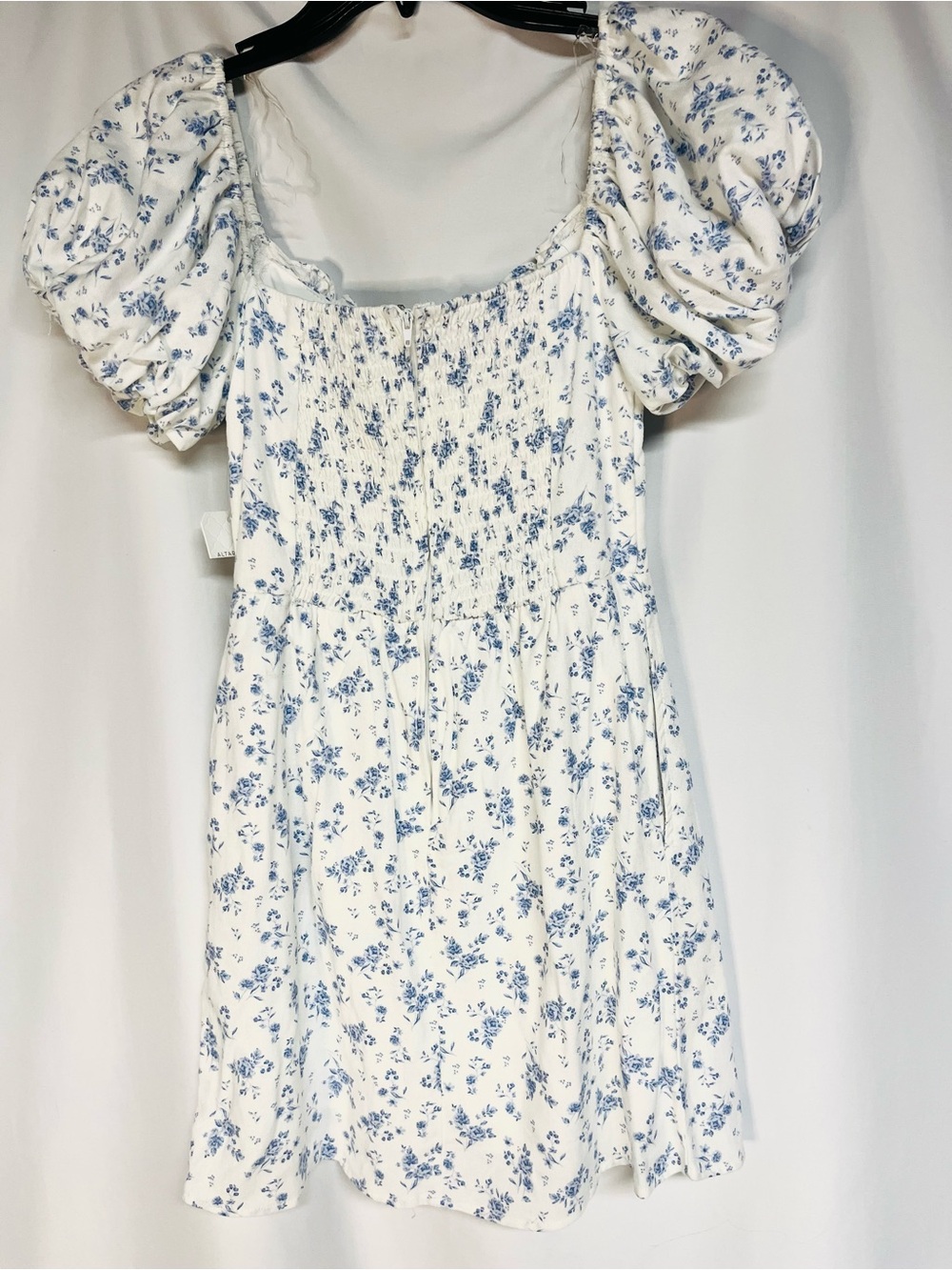 Altar'd State White Mini Dress with Blue Floral Print - NWT - Picture 3 of 12